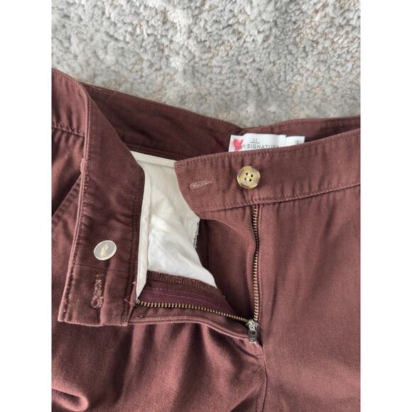 LL Bean Signature Womens Size 12 Rugged Cotton Blend Chino Pants Brown Button - Picture 8 of 13